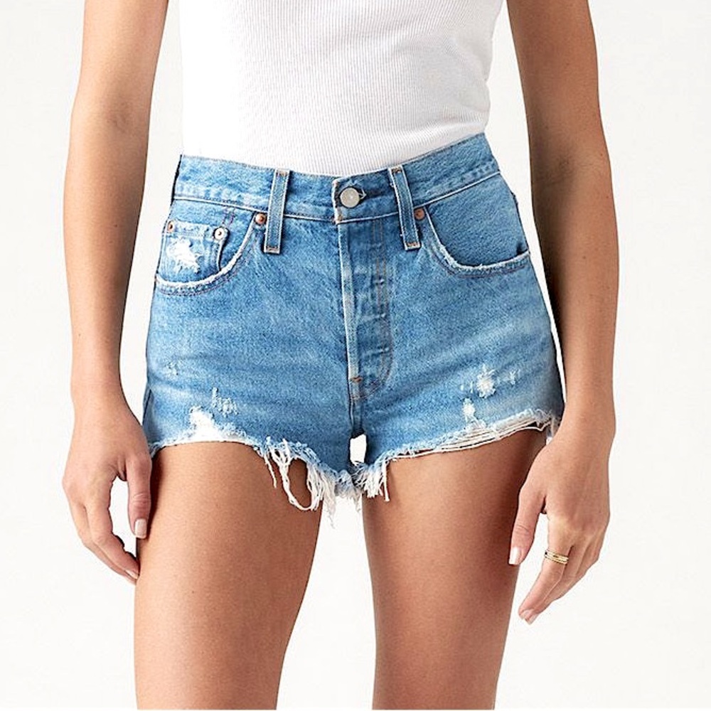 Levi's Premium 501 Original High Rise Denim Shorts Blue Sz 29 NWT